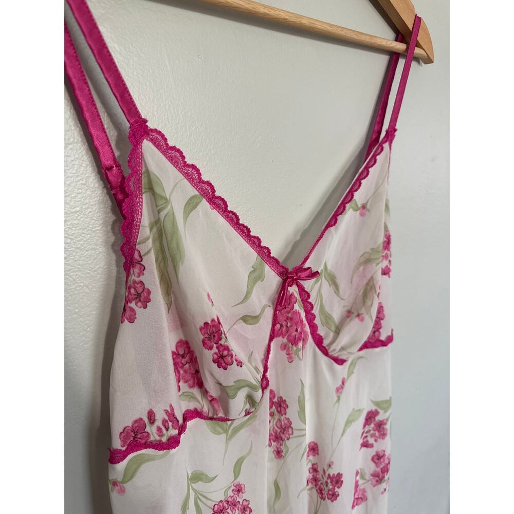 Women's Size 18/20 Y2K Cacique Slip Dress White & Pink Floral Adjustable Straps